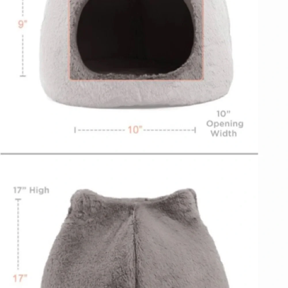 Cozy Gray Cat Bed Cave - Picture 3 of 3